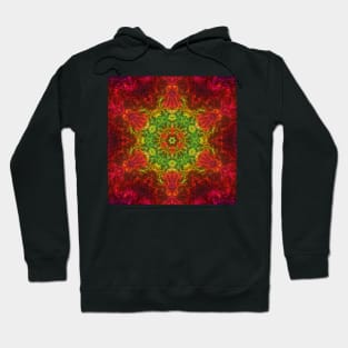 Psychedelic Kaleidoscope Flower Green and Red Hoodie